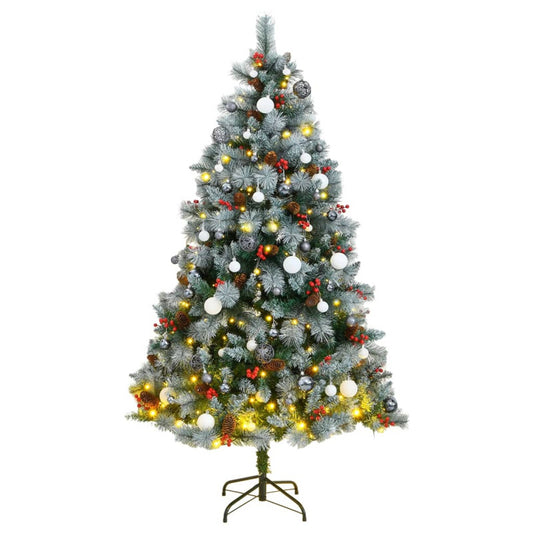 Vidaxl Árbol De Navidad Artificial Con Bisagras 300 Led Y Bolas 180 Cm_0