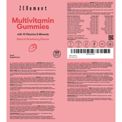 Gomas multivitamínicas, sabor natural a morango, 120 gomas