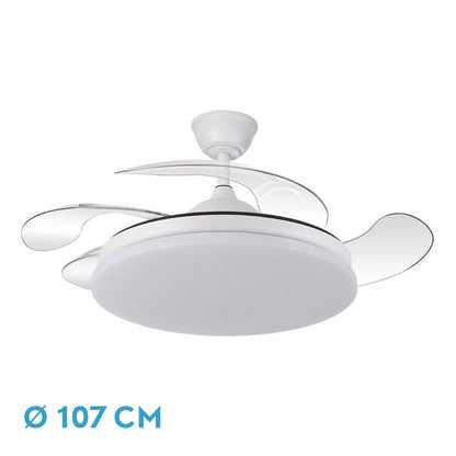 Ventilador Dc Tridente 59w Blanco 4aspas Desp.107d 6980lm Reg.intensidad Remoto+temporizador+memoria 3000-4000-6000k_0