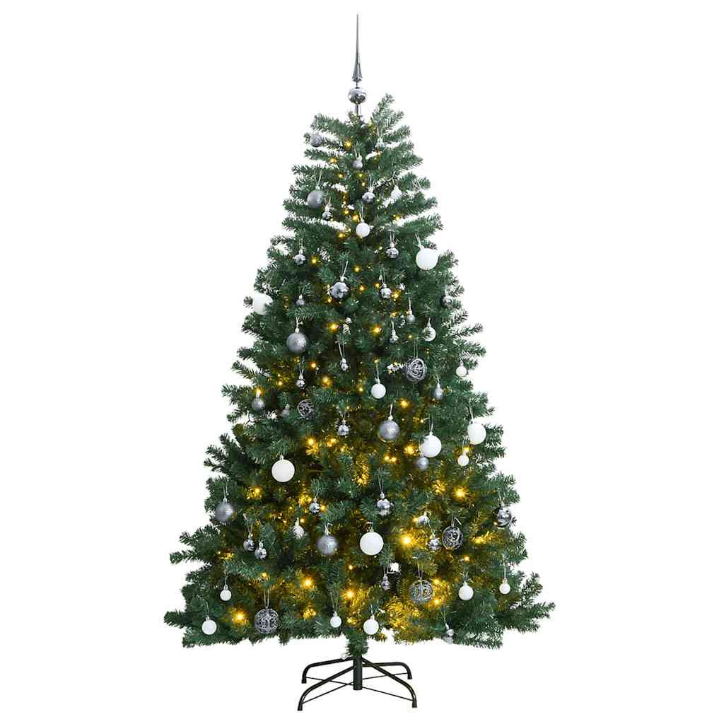 Vidaxl Árbol De Navidad Artificial Con Bisagras 300 Led Y Bolas 180 Cm_0