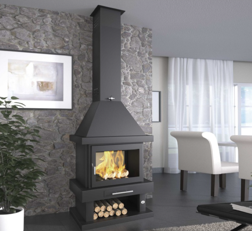 BRICOSOL Chimenea de leña frontal FM Modelo C-200 Interior Vermiculita_3