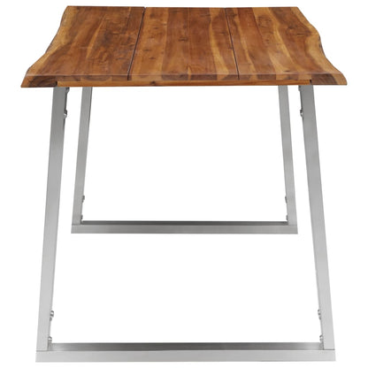 Mesa De Comedor Madera De Acacia Y Acero Inoxidable 140x80x75cm_2