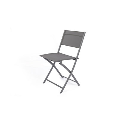 Lote De 4 Sillas De Jardín Plegables De Texaline Y Acero Gris Oscuro - Muebles De Jardín - 45x54xh83cm_0