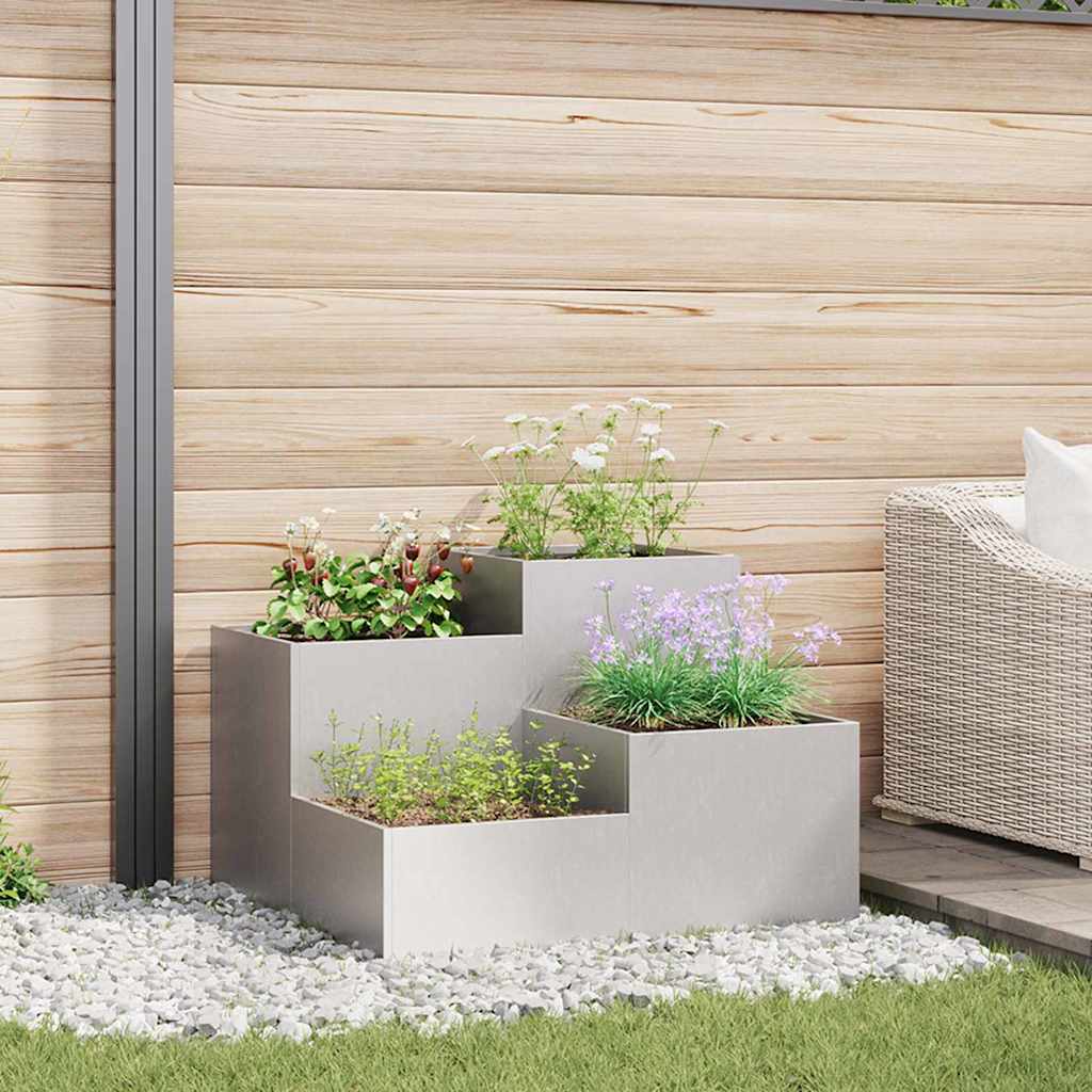 Maceta Para Jardín Plateado 100 X 100 X 60 Cm Acero Inoxidable_1