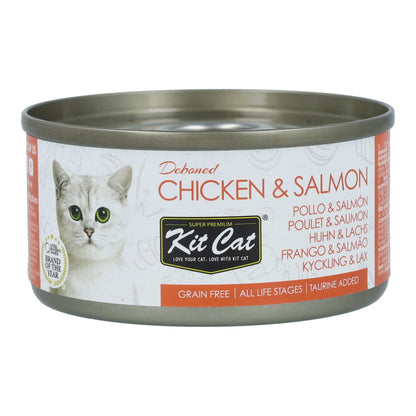 Kit Cat Can Toppers - Frango e Salmão 80g Ração húmida para gatos em gelatina