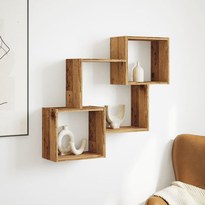Mueble De Pared Madera Ingeniería Madera Envejecida 78x18x71 Cm / Vetonek_3