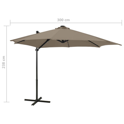 Vidaxl Sombrilla De Jardín Voladiza Con Palo Y Luces Led Taupe 300 Cm_2