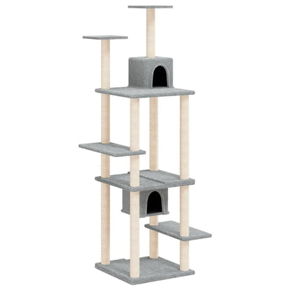 Rascador Para Gatos Con Postes De Sisal Gris Claro 176 Cm_0