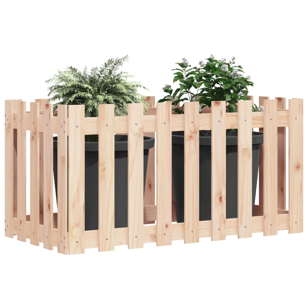 Arriate Elevado Jardín Con Valla Madera Maciza Pino 100x50x70cm_2