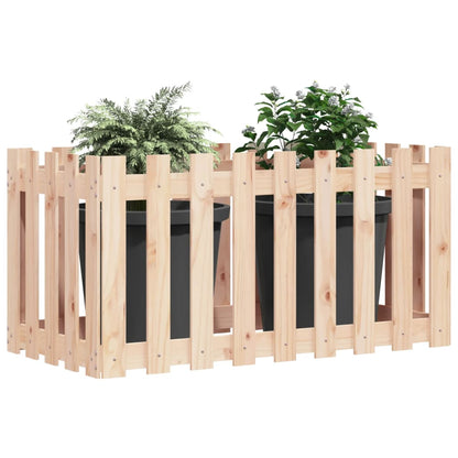 Arriate Elevado Jardín Con Valla Madera Maciza Pino 100x50x70cm_2