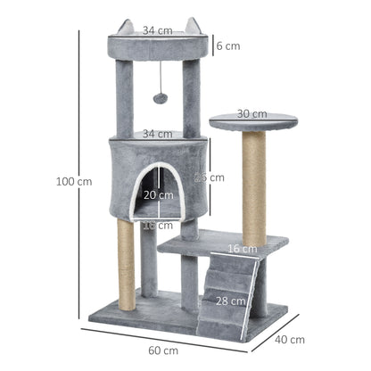 Pawhut Árbol Rascador Para Gatos Mediano De 5 Niveles Gris_2