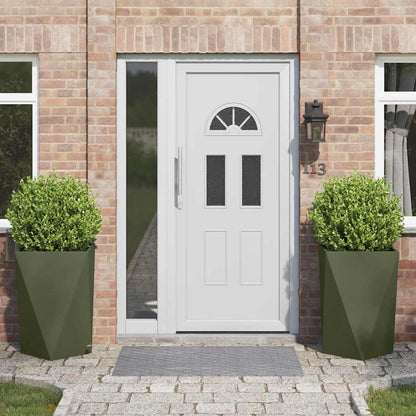 Jardinera 2 Pcs Verde Oliva 50 X 50 X 75 Cm Acero_1
