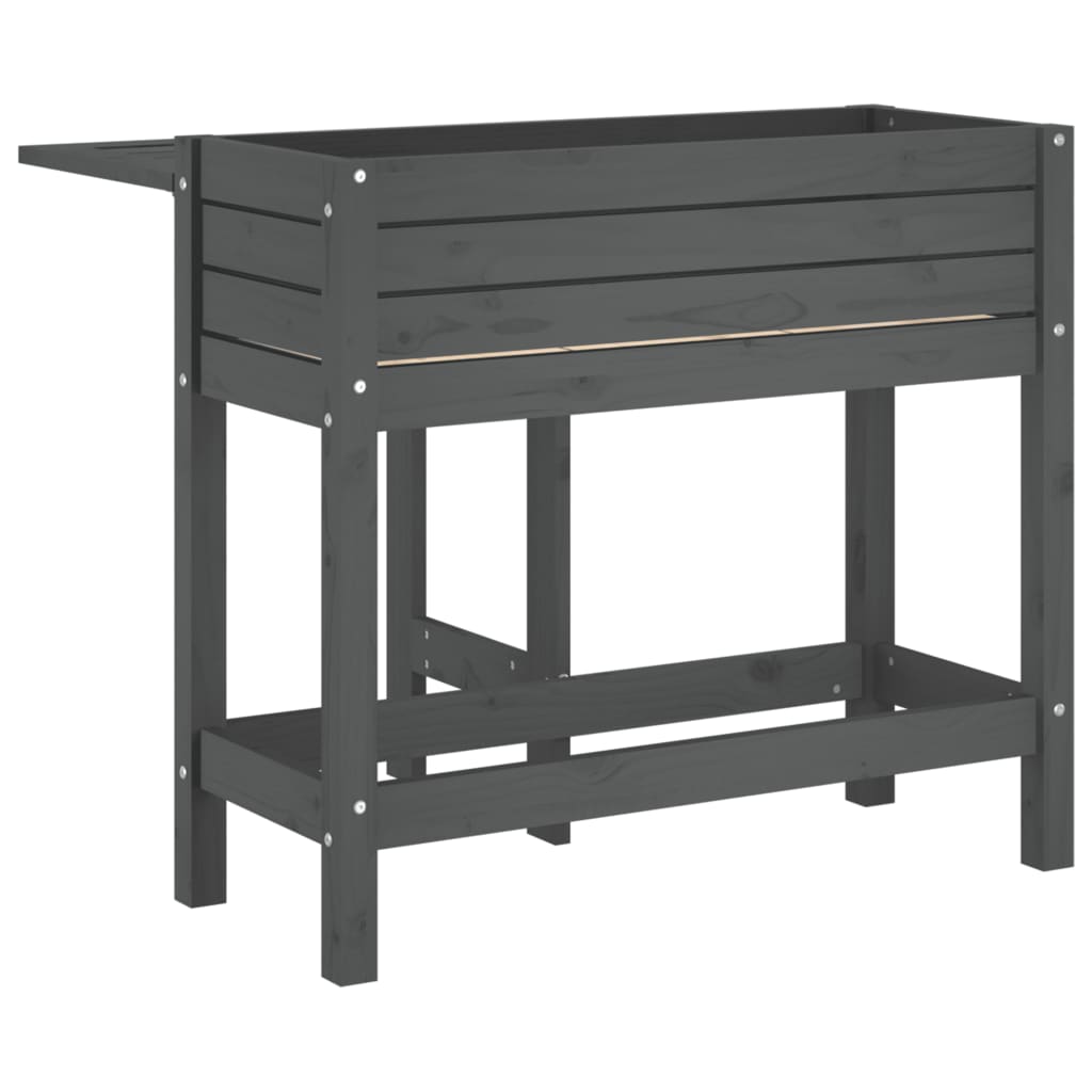 Jardinera Con Tapa Plegable Madera Maciza De Pino Gris_5