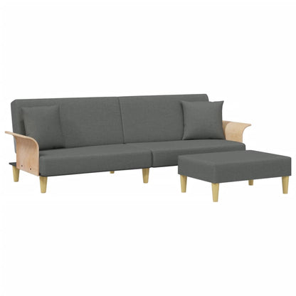 Sofá Cama 2 Plazas Y Almohadas Taburete Terciopelo Gris Oscuro / Vetonek_0