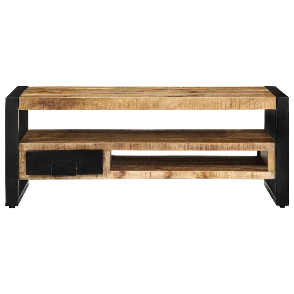 Mesa De Centro De Madera Maciza De Mango Rugosa 90x50x36 Cm_2