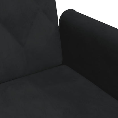 Sofá Cama De 2 Plazas Con Almohadas Y Taburete Terciopelo Negro / Vetonek_3