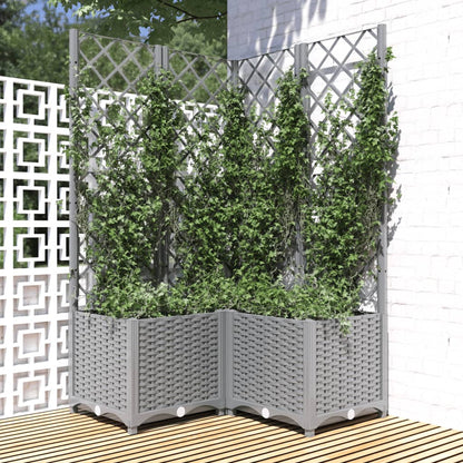 Jardinera Con Enrejado Pp Gris Claro 80x80x136 Cm_1