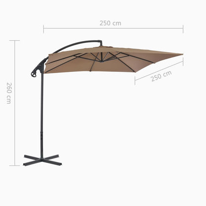Vidaxl Sombrilla De Jardín Voladiza Con Palo De Acero Taupe 250x250 Cm_2