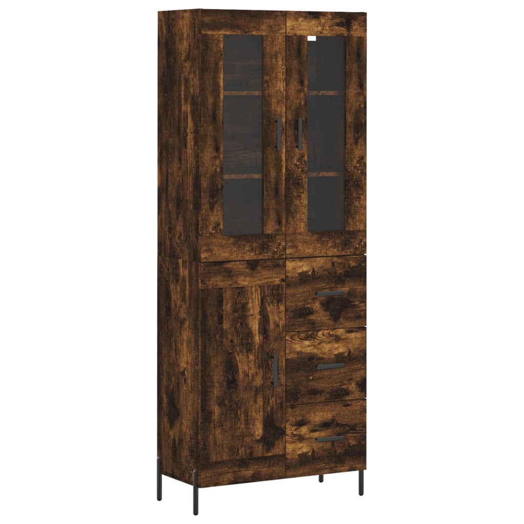 Aparador Alto Madera Contrachapada Roble Ahumado 69,5x34x180 Cm_1