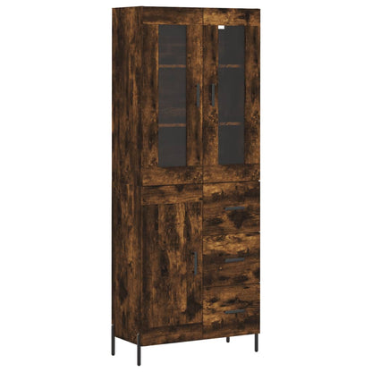 Aparador Alto Madera Contrachapada Roble Ahumado 69,5x34x180 Cm_1