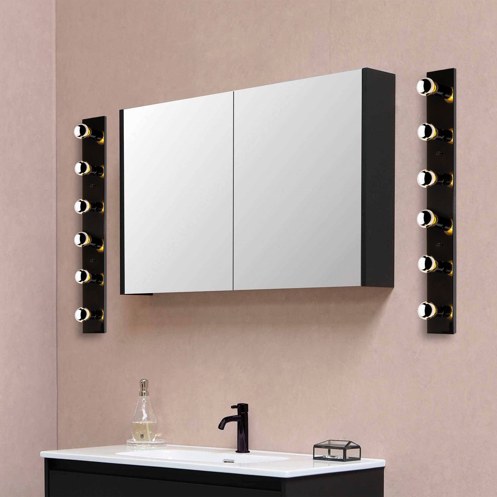 Aplique De Pared, Metal , Negro, 10x10x91, Casquillo 6 X E27 Max 40 W