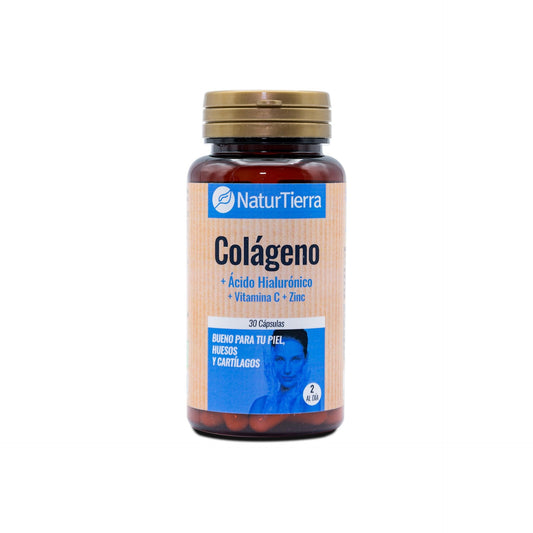 Colagénio + Ácido Hialurónico + Vitamina C + Zinco, 30 cápsulas. NaturTierra