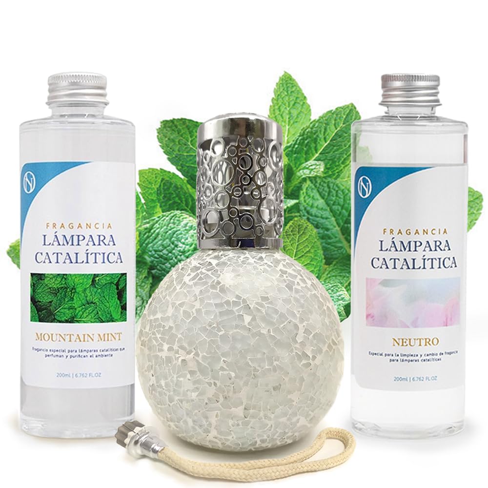 Pack Ahorro Lámpara Catalítica Mosaico Blanco + Fragancia Mountain Mint 500ml + Limpiador Neutro 200ml + Mecha Repuesto_0