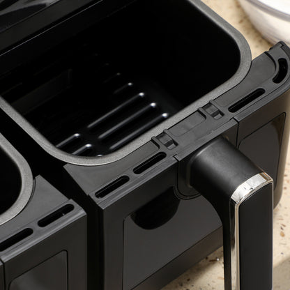 Homcom Freidora Sin Aceite Doble 8l 2500w Con 8 Programas 38,5x38x30,5 Cm Negro_3