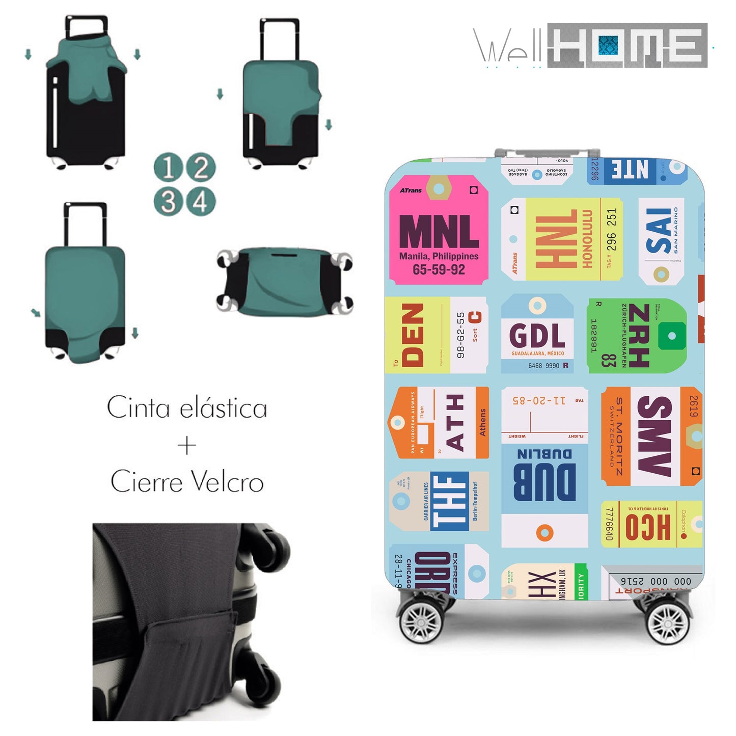 Set De Maleta 64x45x28cm Con Funda Protectora'city Plates'_2