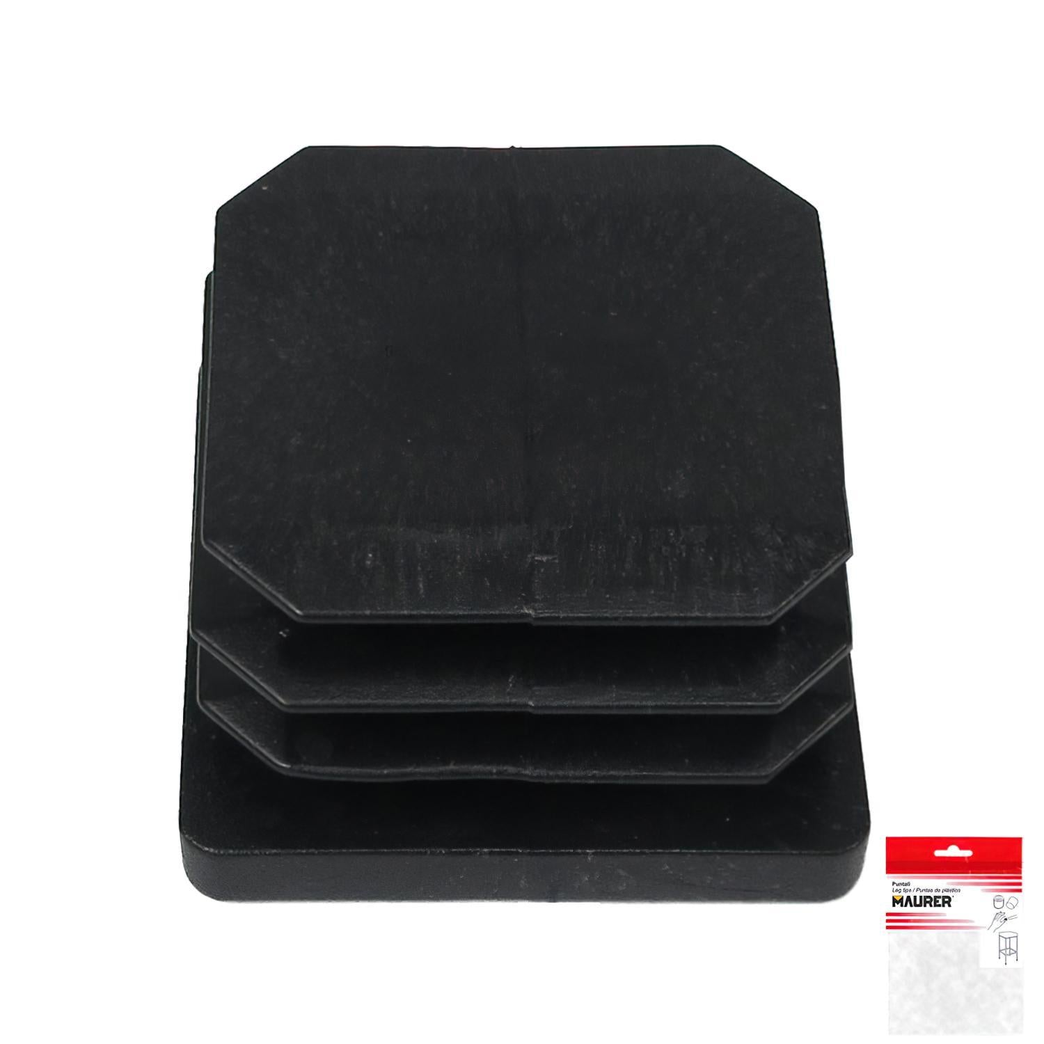 Contera Cuadrada Interior Negra 35x35 Mm. Blister 4 Piezas.