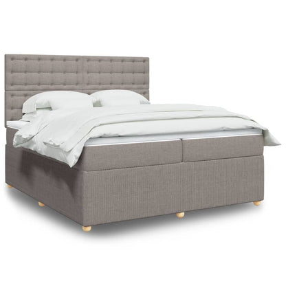 Cama Box Spring Con Colchón Tela Gris Taupe 200x200 Cm / Vetonek_3