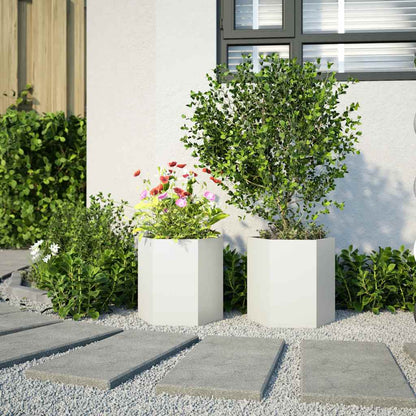 Jardineras Hexagonales 2 Uds Acero Blanco 46x40x45 Cm_2