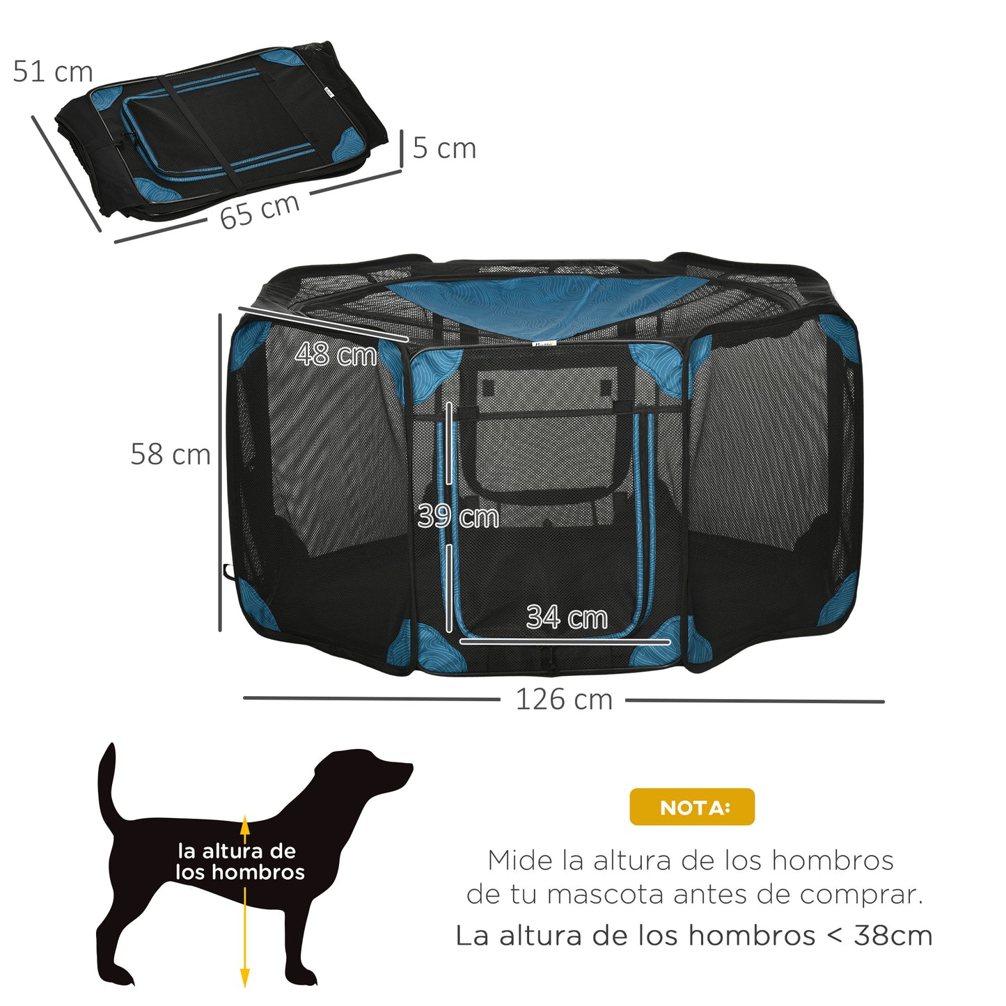 Pawhut Parque Plegable Para Perros 8 Paneles Con Bolsa De Transporte Ø126x58 Cm_2