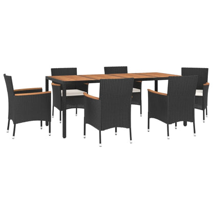 Vidaxl Set De Comedor De Jardín 7 Pzas Y Cojines Ratán Sintético Negro_0