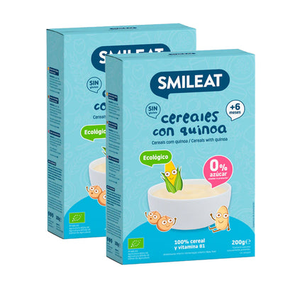 Pack de 2 Papas de Cereal Sem Glúten Smileat Eco com Quinoa, 200g