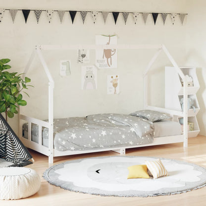 Estructura De Cama Para Niños Madera De Pino Blanco 90x200 Cm / Vetonek_0