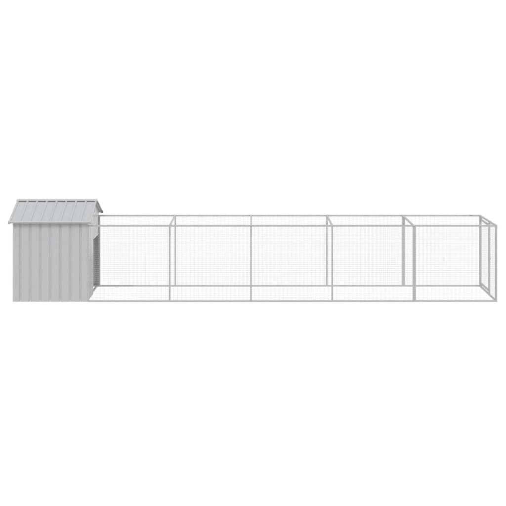 Vidaxl Caseta Perros Tejado Acero Galvanizado Gris Claro 117x609x123cm_3