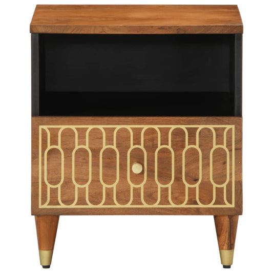 Mesita De Noche De Madera Maciza De Mango 40x33x46 Cm_0