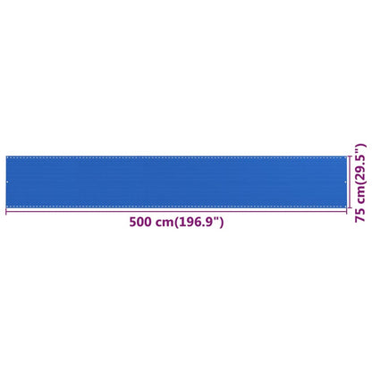 Vidaxl Toldo Para Balcón Hdpe Azul 75x500 Cm_2