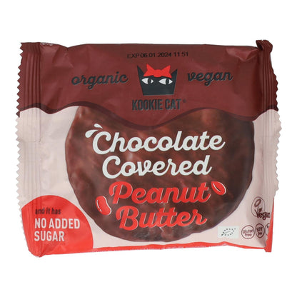 Bolacha de manteiga de amendoim com cobertura de chocolate sem adição de açúcar Kookiecat 50g