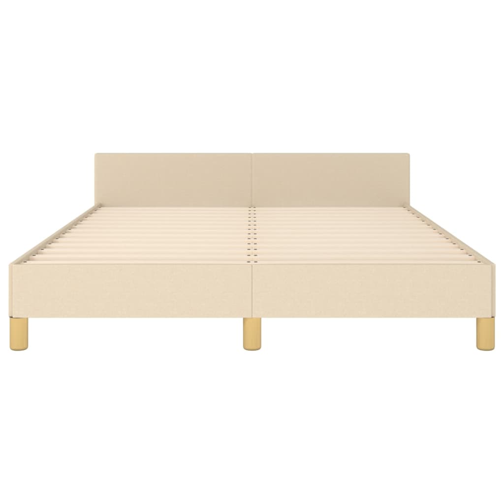 Estructura De Cama Con Cabecero De Tela Color Crema 140x200 Cm / Vetonek_5