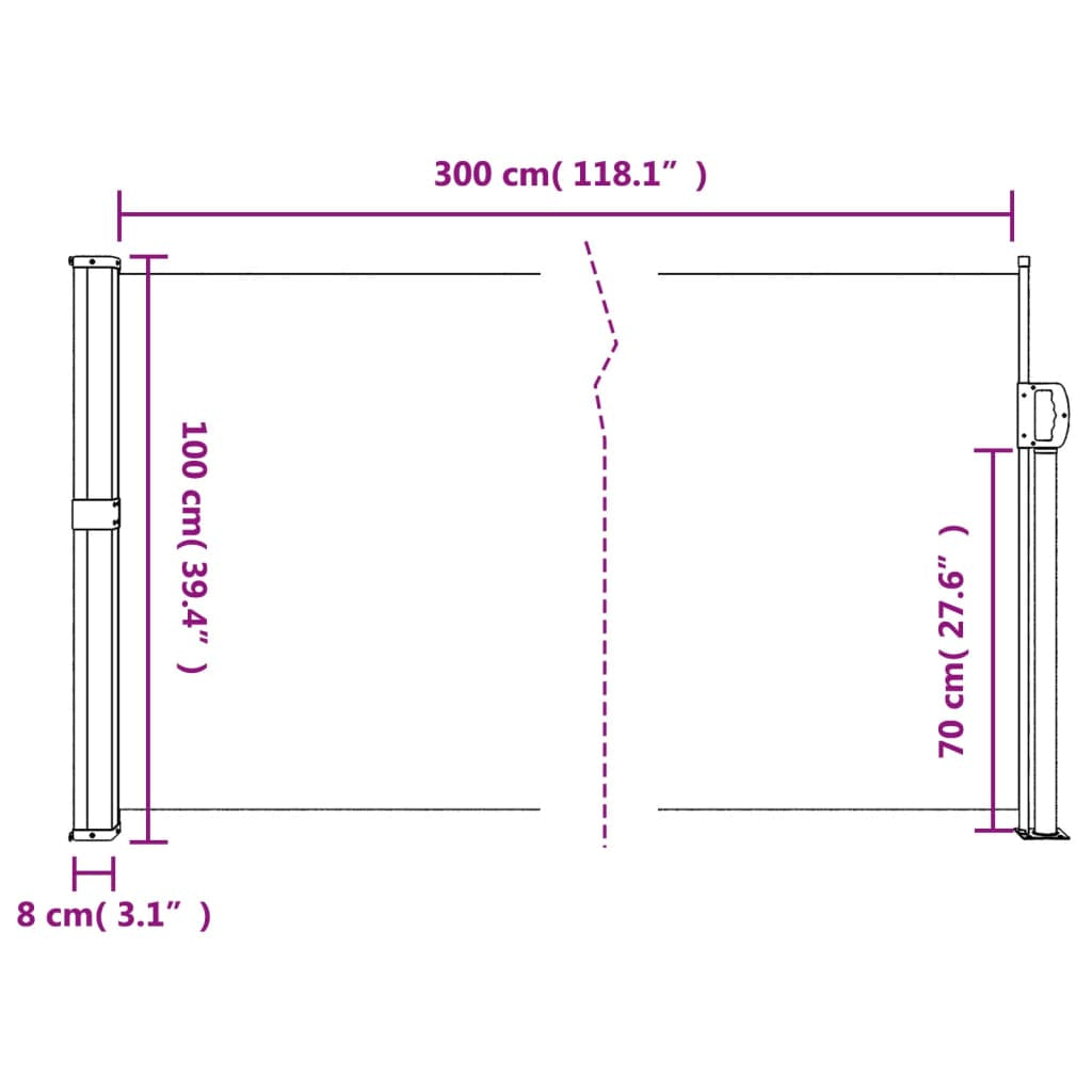 Vidaxl Toldo Lateral Retráctil Rojo 100x300 Cm_2