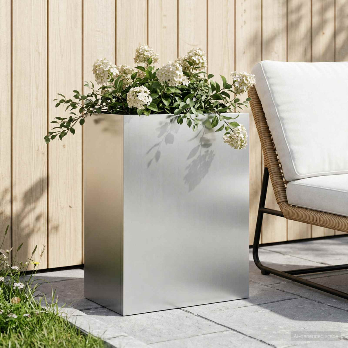 Macetero De Jardín Plateado 40 X 20 X 50 Cm Acero Galvanizado_1