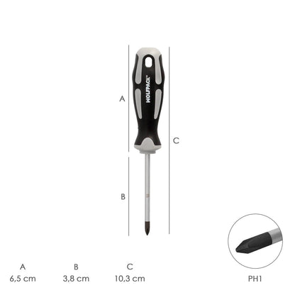 Destornillador Phillips Acero S2 Mango Tpr Bimaterial. Medida Ph 1 X Ø 5,0 X 38 Mm. Din5262._1
