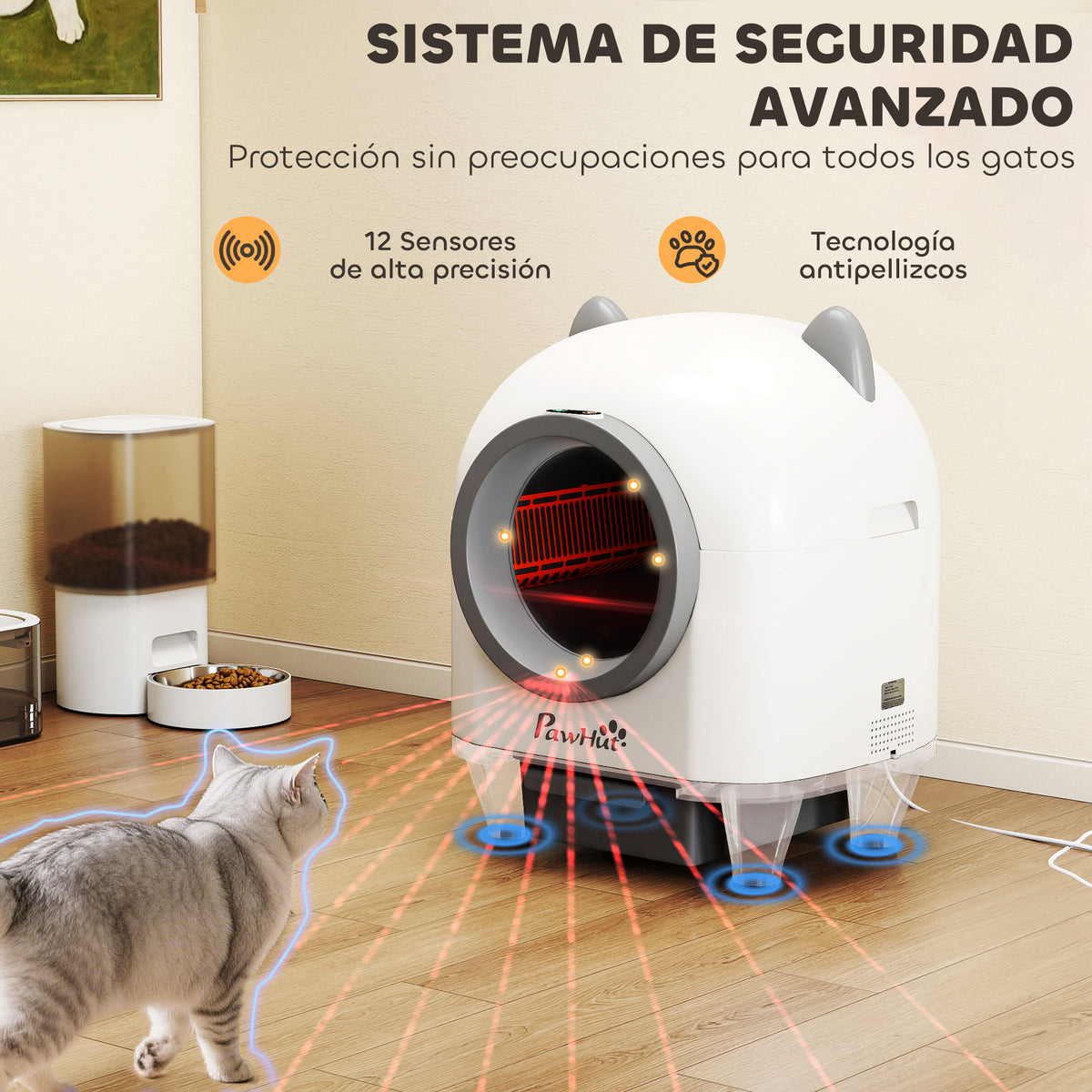 Pawhut Arenero Gatos Autolimpiable 80l Eliminación De Olores Control De App_3