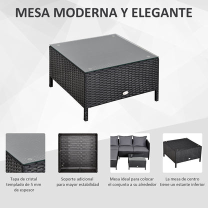 Outsunny Conjunto De Muebles De Jardín De Ratán Con Cojines Acolchados Metal_5