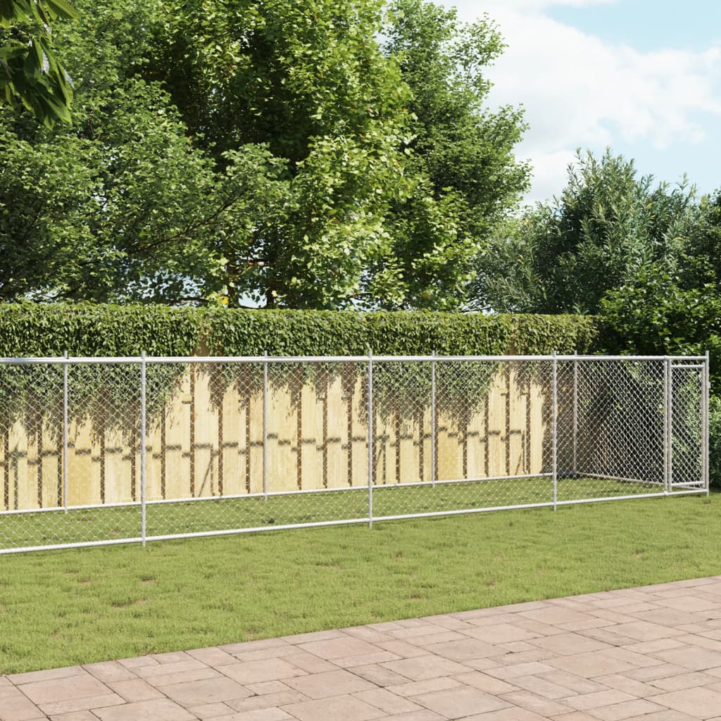 Jaula De Perros Con Puerta Acero Galvanizado Gris 10x2x1,5 M_1