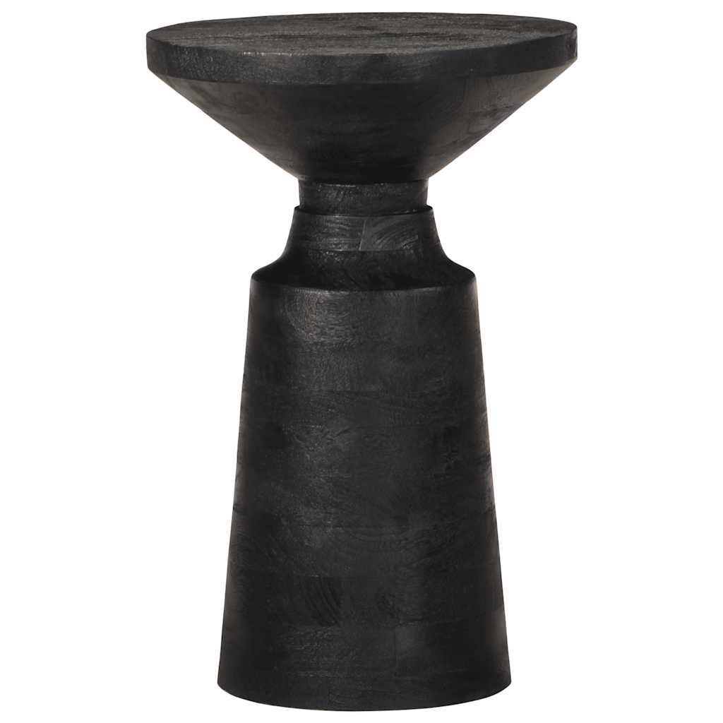 Mesa Auxiliar Madera Maciza De Mango Negra Ø33x50 Cm_0