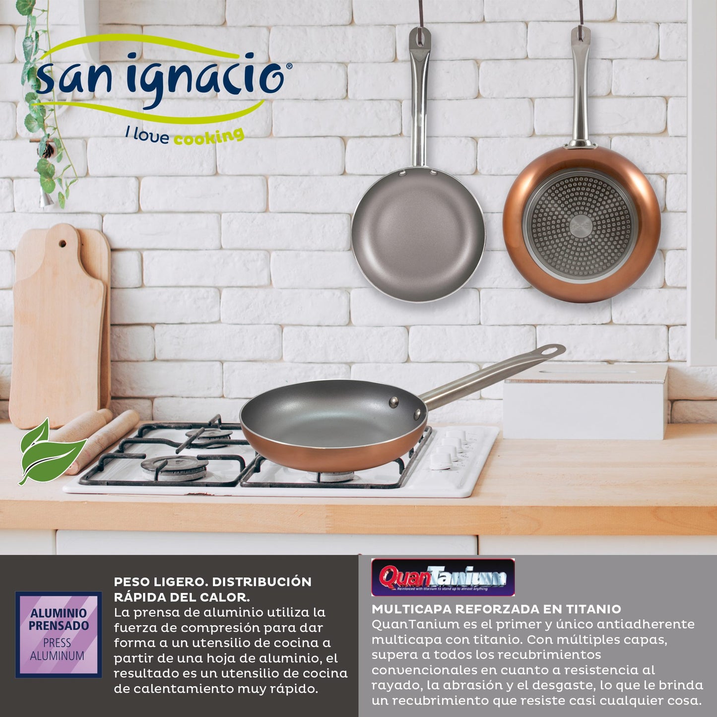 Bateria De Cocina 5 Piezas San Ignacio De Acero Inoxidable Con Juego De Sartenes Optimum Plus (18,22,26 Cm) En Aluminio Prensado Aptas Para Induccion