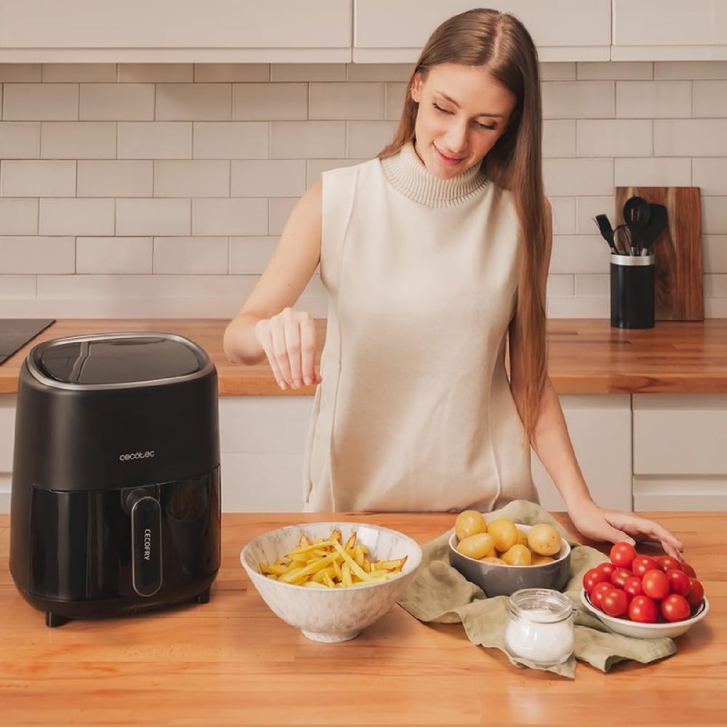 Freidora De Aire Sin Aceite De 3,5 L Cecofry Fantastik 3500, Air Fryer 1200 W, Digital, Táctil, Tecnología Perfectcook, Diseño Moderno Y Compacto, 9_3